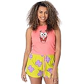 SpongeBob SquarePants Ladies Pajama Set | Womens Ribbed Vest & Green Elasticated Shorts | Patrick Star Graphic Sleepwear