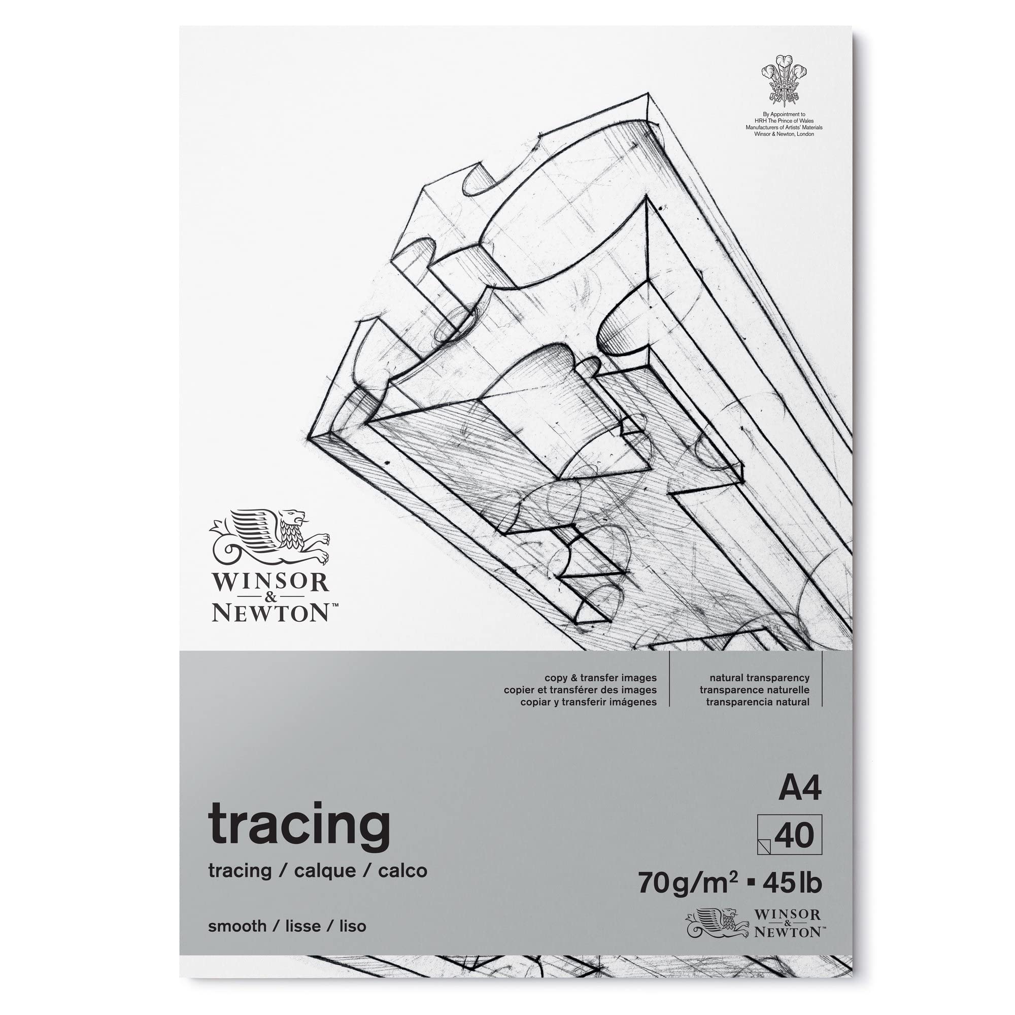 Winsor & Newton 6674001 tracing Paper in pad, 40 Sheets of tracing Paper a 70 g/m, 100% Acid-, FSC, Printable with fine Grain for Precise Lines, Architect's Paper - DIN A4