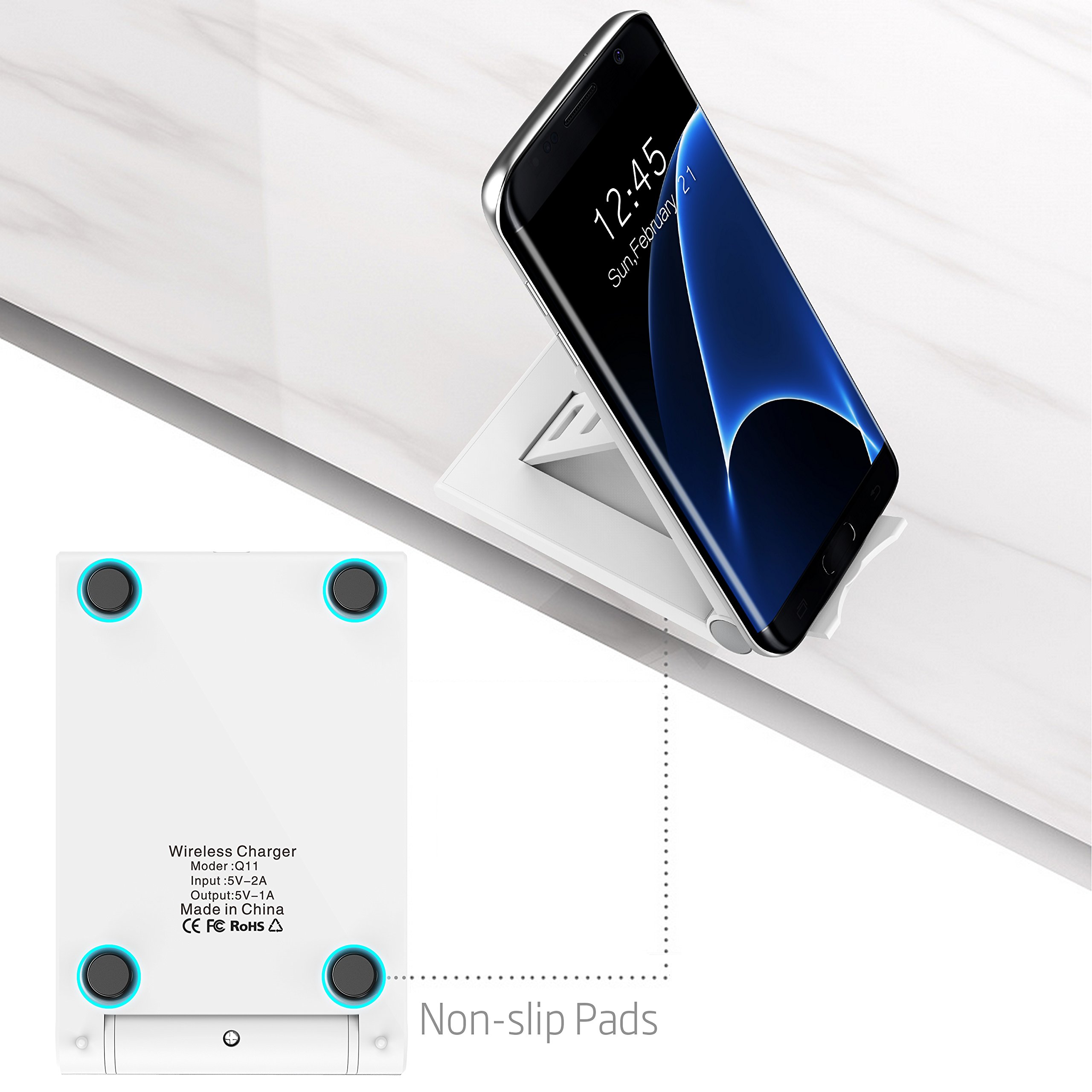 Wireless Charger-LOVPHONE QI Wireless Charging Stand Pad Quick Charge for Samsung Galaxy S7, S7 Edge, Galaxy S6, ,S6 Edge ,S6 Edge Plus,Note 5, (AC Adapter Not Included) (White)