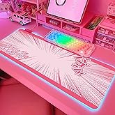 JMIYAV Pink RGB Gaming Mouse Pad 31.5x12 Inch PC XL Large Extended Glowing Led Light Up Desk Pad Non-Slip Rubber Base Computer Cute Mousepad Mat Desk Accessories Gaming Setup 41-2393-1