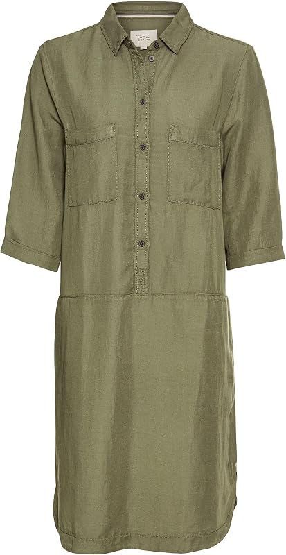 Damen Schlupfkleid mit Hemdkragen Grün, Womenswear-M