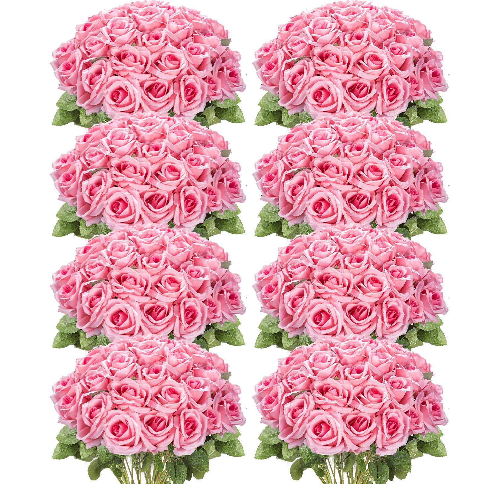 Photo 1 of Hotop 120 Pcs Roses Artificial Flowers in Bulk,Long Stem Artificial Flower Bouquet,Silk Real Touch Fake Rose for Wedding Party Table Centerpieces Decor Valentines Gifts(Bright Pink)