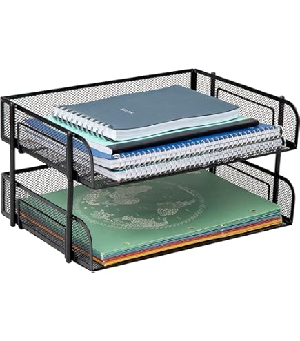 Organizador De Escritorio Acrimet 3 Niveles A4 - Bandeja Cartas Carga Frontal, Plástico Negro, Estable Y Elegante