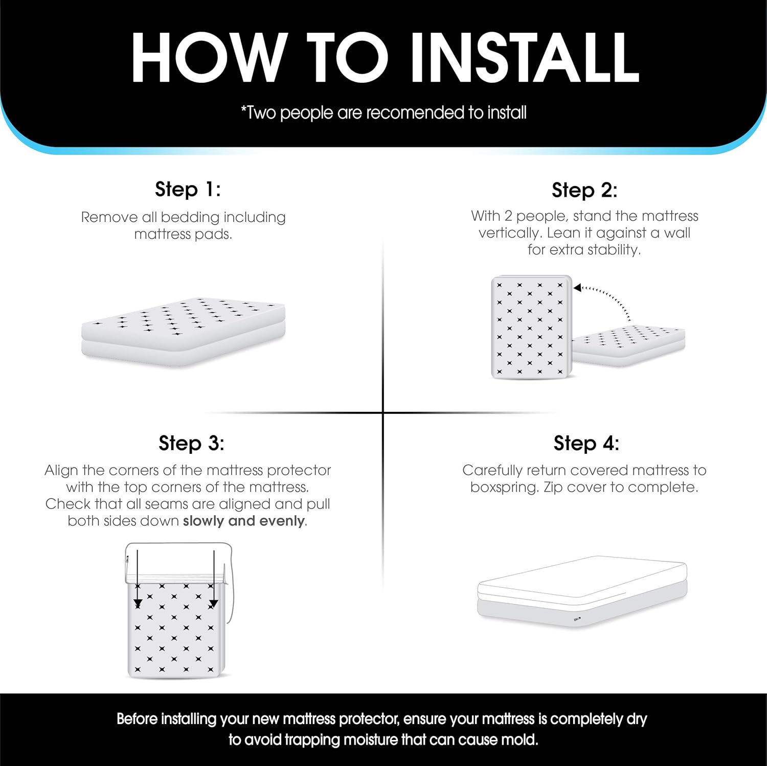 Allergy Relief by AllerEase Zippered Mattress Protector, Queen Size - Waterproof, Hypoallergenic Mattress Cover, Protects Against Household Allergens & Bed Bugs, Machine Washable: Home & Kitchen