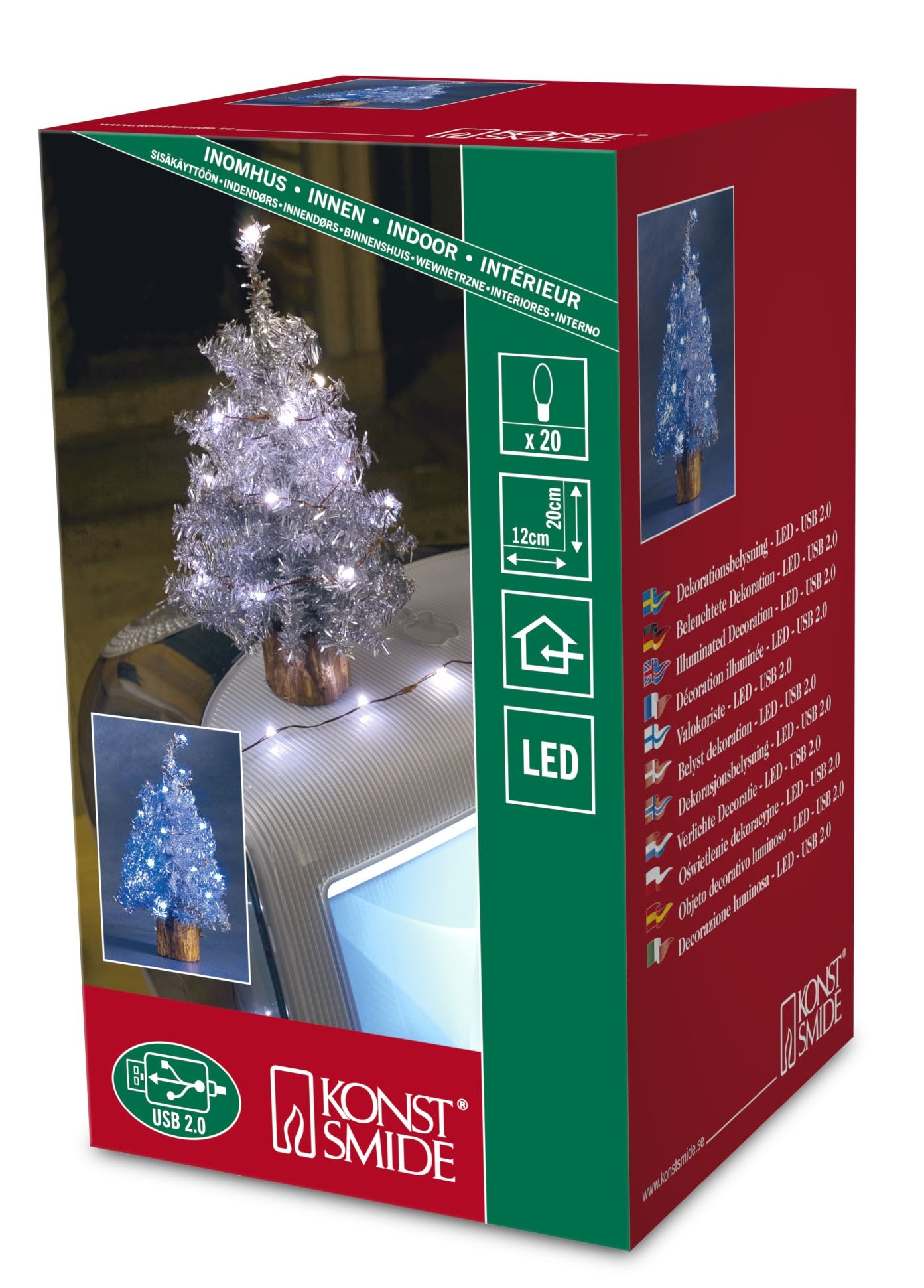 Konstsmide 1270-200 Indoor Tinsel Tree in Silver, 20 LEDs - Ice/Cool White, One Size