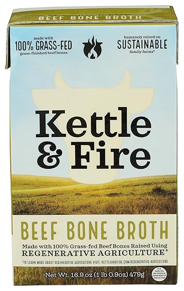 KETTLE & FIRE REGENERATIVE AGRICULTURE BEEF BONE BROTH, 16.9 OZ