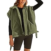 TAQCUX Sherpa Jacket for Women Casual Fleece Vest Oversized Sleeveless Outwear Warm Button Down Gilet with Pockets