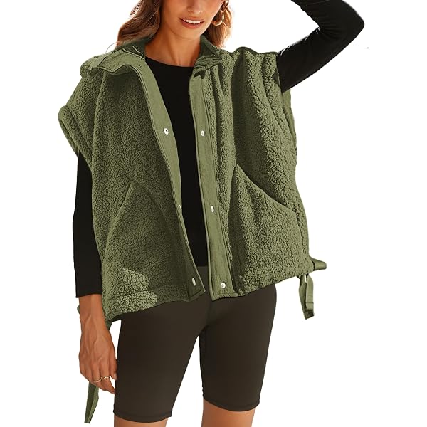 Women's Fuzzy Fleece Vest - Sherpa Lined, Sleeveless Zip-Up Jacket With Pockets For Fall & Winter