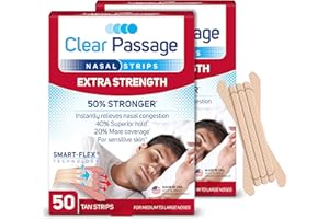Clear Passage Nasal Strips Extra Strength, Tan, 100 Count | Works Instantly to Improve Sleep, Reduce Snoring, & Relieve Nasal Congestion Due to Colds & Allergies
