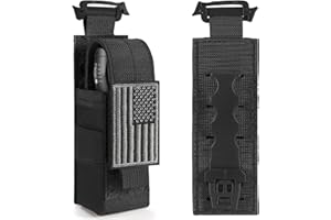 FRTKK Tactical Flashlight Holster, Adjustable Flashlight Pouch Holder Molle Torch Carry Case for Duty Belt Backpack Vest Include Flashlight Patch & USA Flag Patch