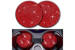 CERITORN Bling Cup Holder Insert Coaster- 2.75 inch Silicone Anti-Slip Shockproof, Universal Fashion Car Interior Accessories for Women (Red, 2 PCS)