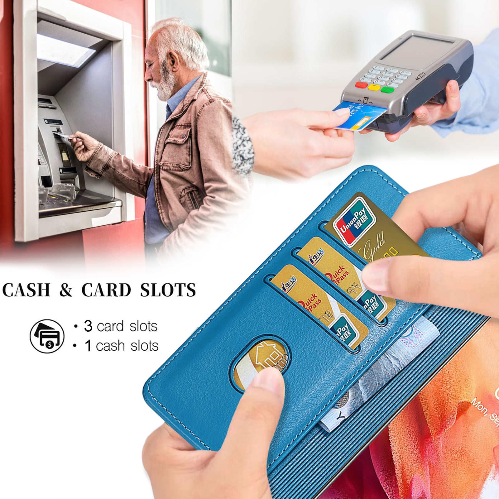Handyhülle für Google Pixel 10a Hüllen Premium Leder Flip Wallet Case Magnet Kartenfach Standfunktion Klapphülle kompatibel mit Google Pixel 10a Hülle -Blau 5