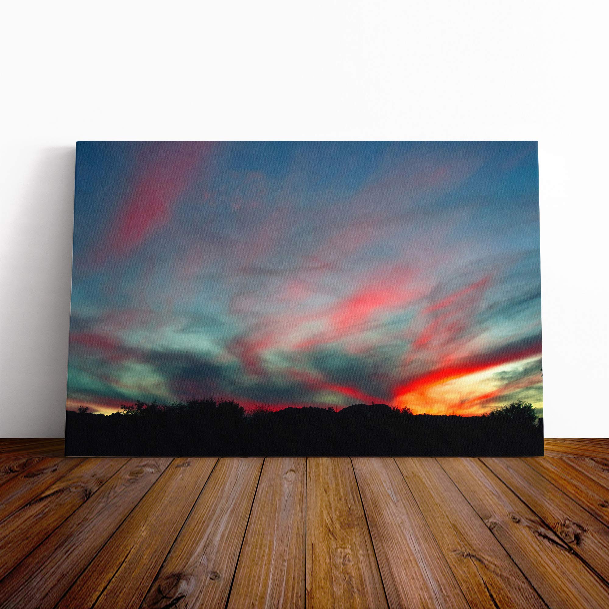 Landscape Arizona Pink Sunset (1) Canvas Print | Gallery Wrapped 30mm Frame Wall Art | 20x14 inches | Ready to Hang | Modern Landscape Picture | Living Room Bedroom Lounge Office