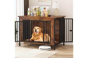 EasyCom Dog Crate Furniture for 1 or 2 Dogs, Heavy Duty Single/Double Dog Crates for Small/Medium/Large Dogs, Dog Kennel Furniture Indoor as TV Stand, Large Size 39.96" L(35-60 Pounds), Brown