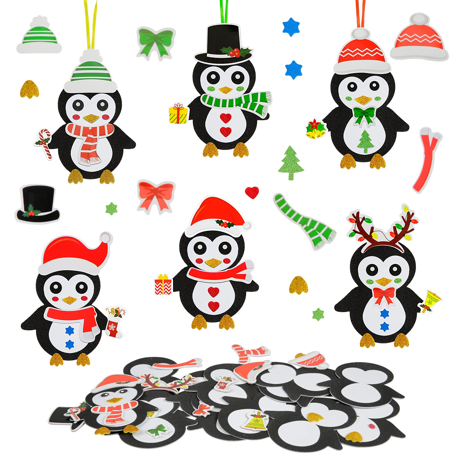 DKINY 12 Pack Christmas Crafts for Kids Foam Penguin Arts and Crafts Kits for Kids Children Christmas Party Group Activities Party Hanging Decorations