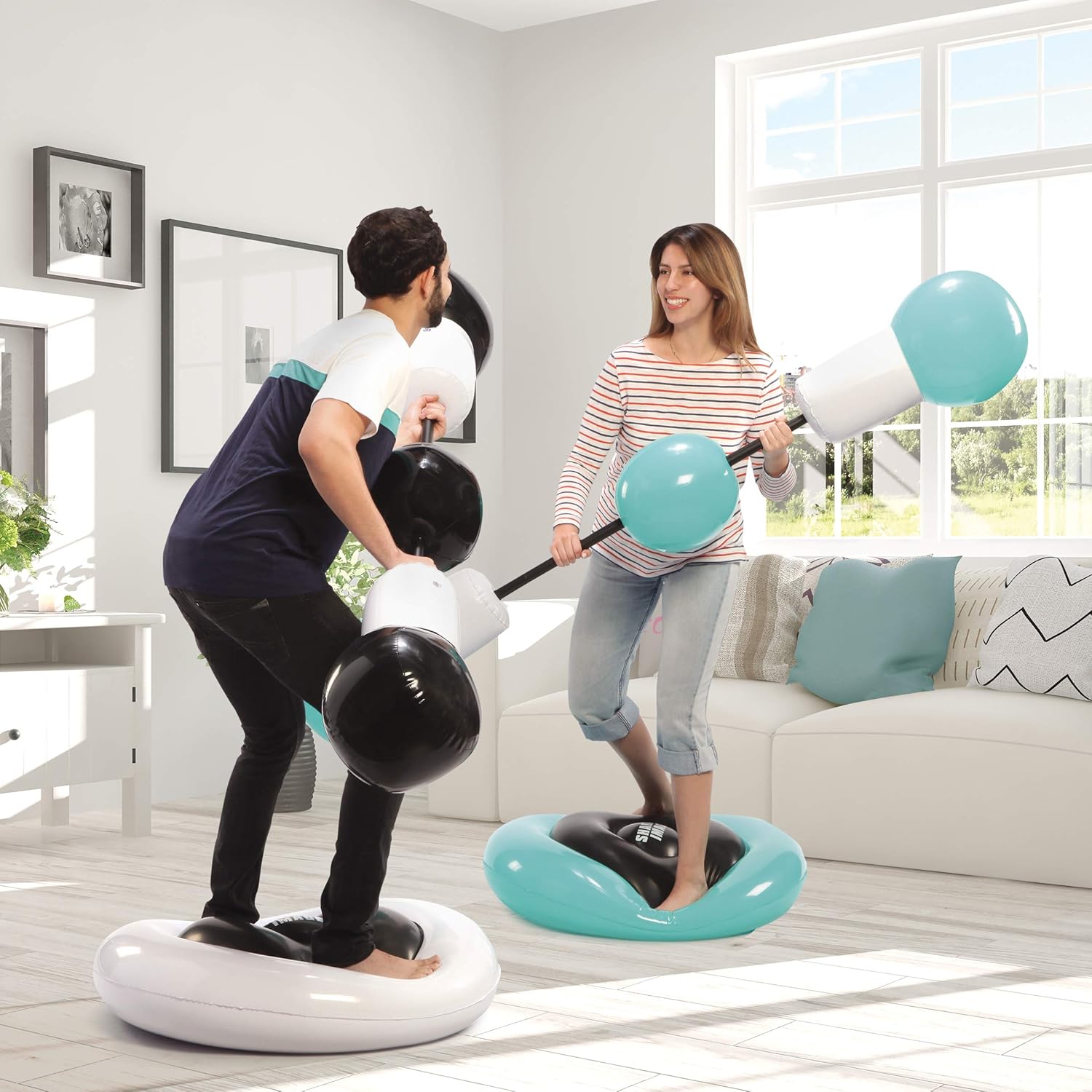 Sharper Image Inflatable Push Bumpers Sparring For 2 Players Train Play And Spar Indoor Outdoor Pedestal Sport Combat Fun Party Game For Adults