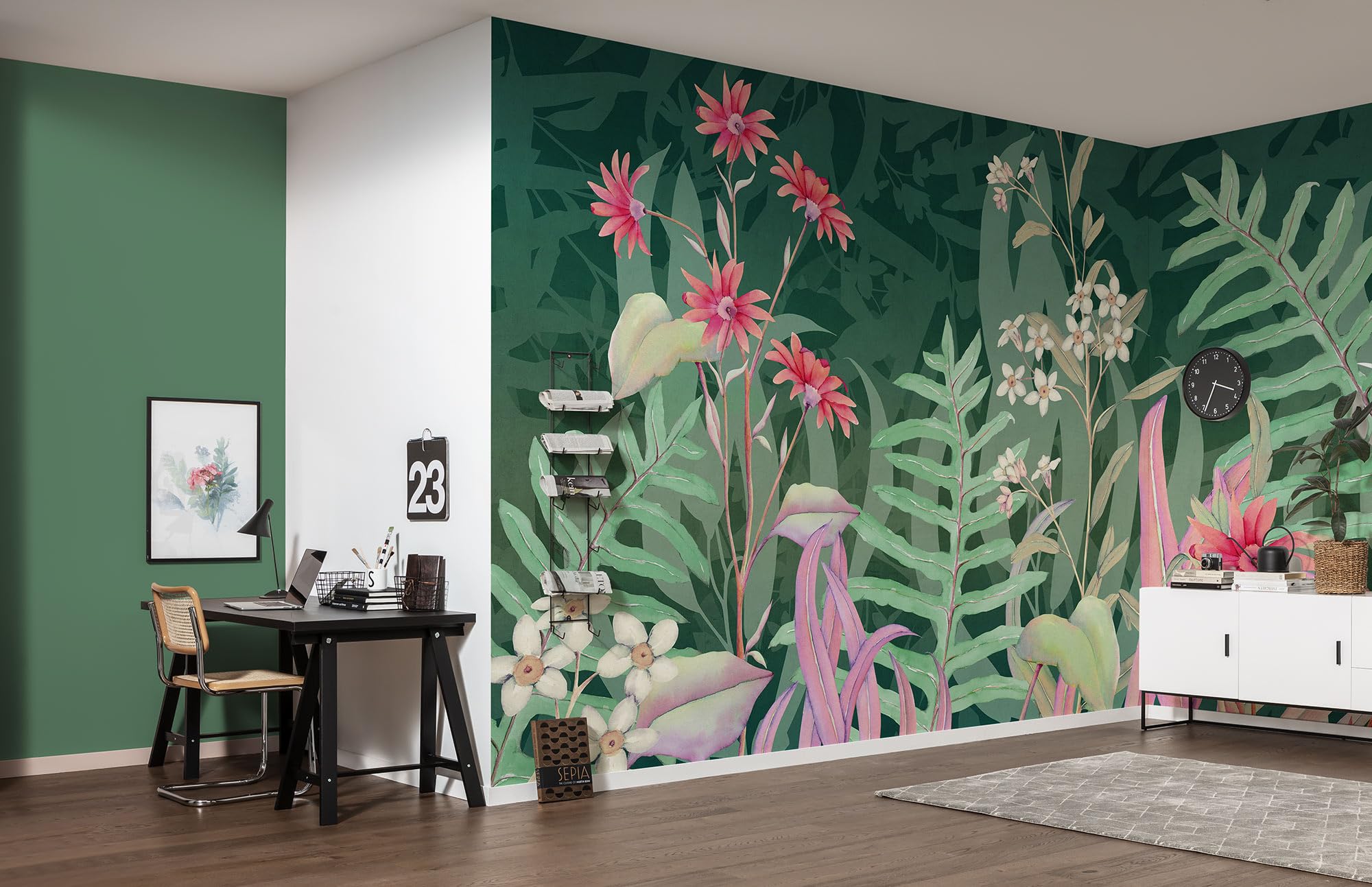 Komar Non-Woven Photo Wallpaper - The Flower Duet - Size 400 x 250 cm - Wallpaper, Wall Decoration, Living Room, Bedroom, Office