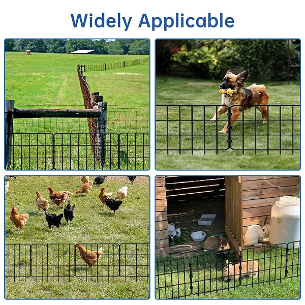 28 PANELS NO DIG FENCE, ANIMAL BARRIER FENCING, 13IN(H) X 14FT(L) RUSTPROOF METAL WIRE GARDEN FENCE BORDER FOR DOG RABBIT DEFENSE, OUTDOOR YARD PATIO LANDSCAPING