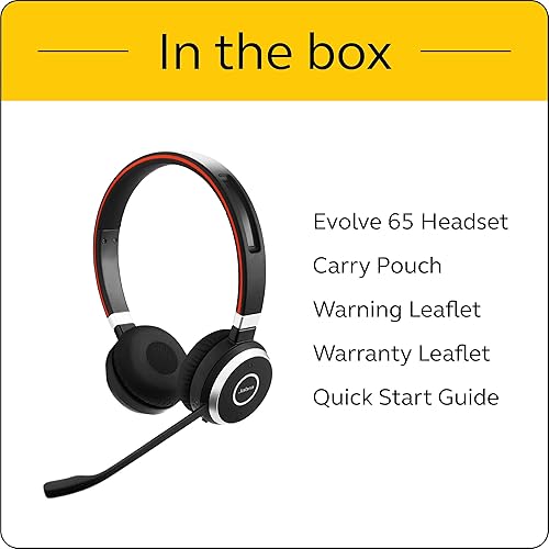 Jabra Evolve 65 UC Wireless Headset, Stereo – Includes Link 370