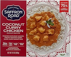 Saffron Road Frozen Coconut Curry Chicken – High Protein, Seed Oil Free, Chickens Raised with No Antibiotics, No Artificial I