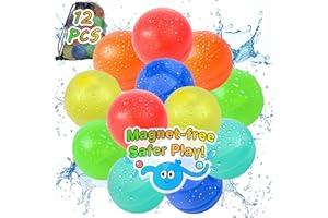 KGC 12 PCS Reusable Water Balloons - No-Magnets, Refillable Water Balloons with Mesh Bag, Quick Fill Water Silicone Water Bomb for Outdoor, Summer Toys Swimming Pool Water Toys for Kids