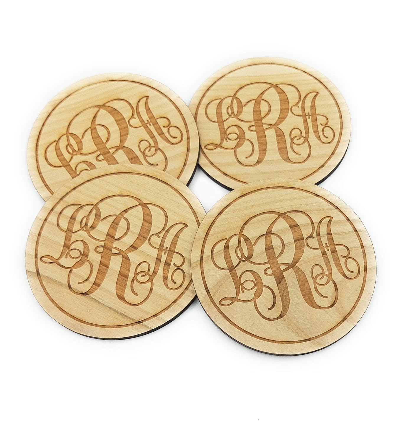Personalized wooden coasters, monogram coasters, engraved