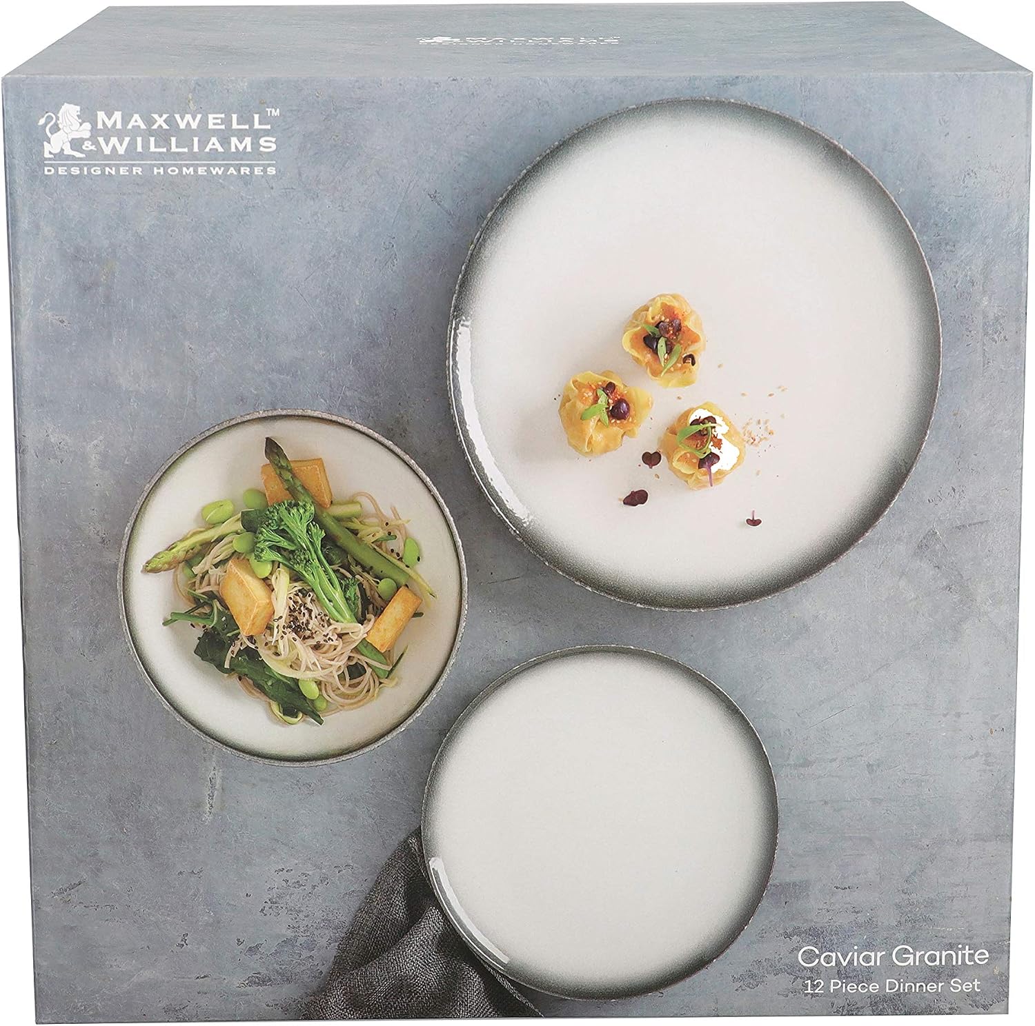 Maxwell & Williams AX0272 Caviar Granite 12 Piece Dinner Set, Gift Boxed, Porcelain - Image 4