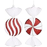 Vickerman 13" Red-White-Green Flat Peppermint Candy Christmas Ornament, 2 per Box