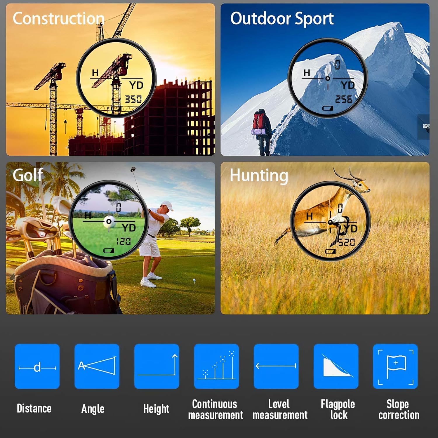 OUBEL Golf Rangefinder, 1200 Yards Hunting Rangefinder with Scan Mode