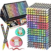 NICETY 180 Acrylic Paint Markers, Acrylic Paint Pens Brush Tip for Rock Painting, Wood, Glass, Stone, Canvas, Ceramic, Fabric - Acrylic Markers DIY Craft & Art Supplies for Adults, Artists