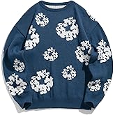 ZAFUL Oversized Mens Sweater Graphic Casual Crewneck Pullover for Y2K Vintage Streetwear Long Sleeve Aesthetic Knitwear