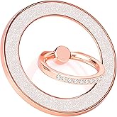 YINHEXI Magnetic Phone Grip for Magsafe, Glittering Ring Holder Stand with 360°Rotation & 90°Flip, Mag Safe Accessory for iPhone 16, 15, 14, 13, 12 (Rose Gold-MS-01)