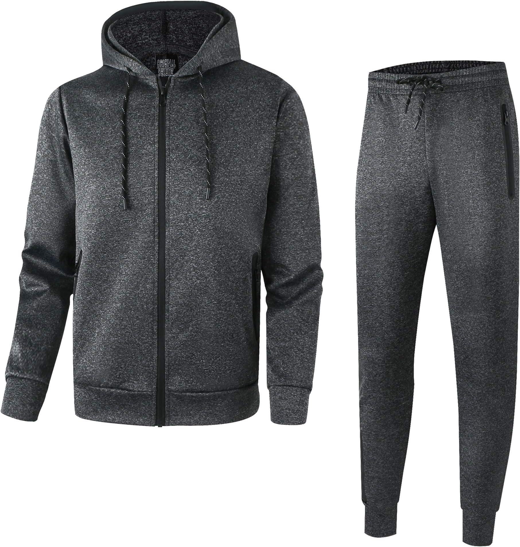 Men's Athletic Casual Tracksuit Pants Hooded Full Zip Jacket Sweatsuit Set for Men…