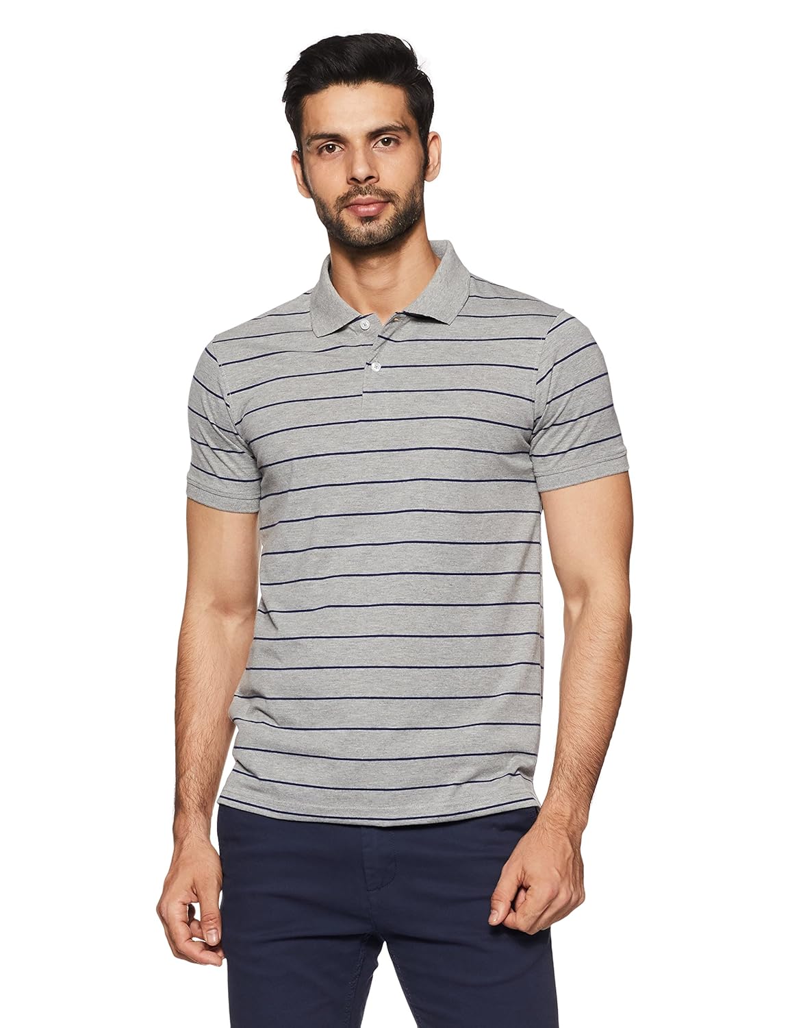 get in men's striped regular fit polo
