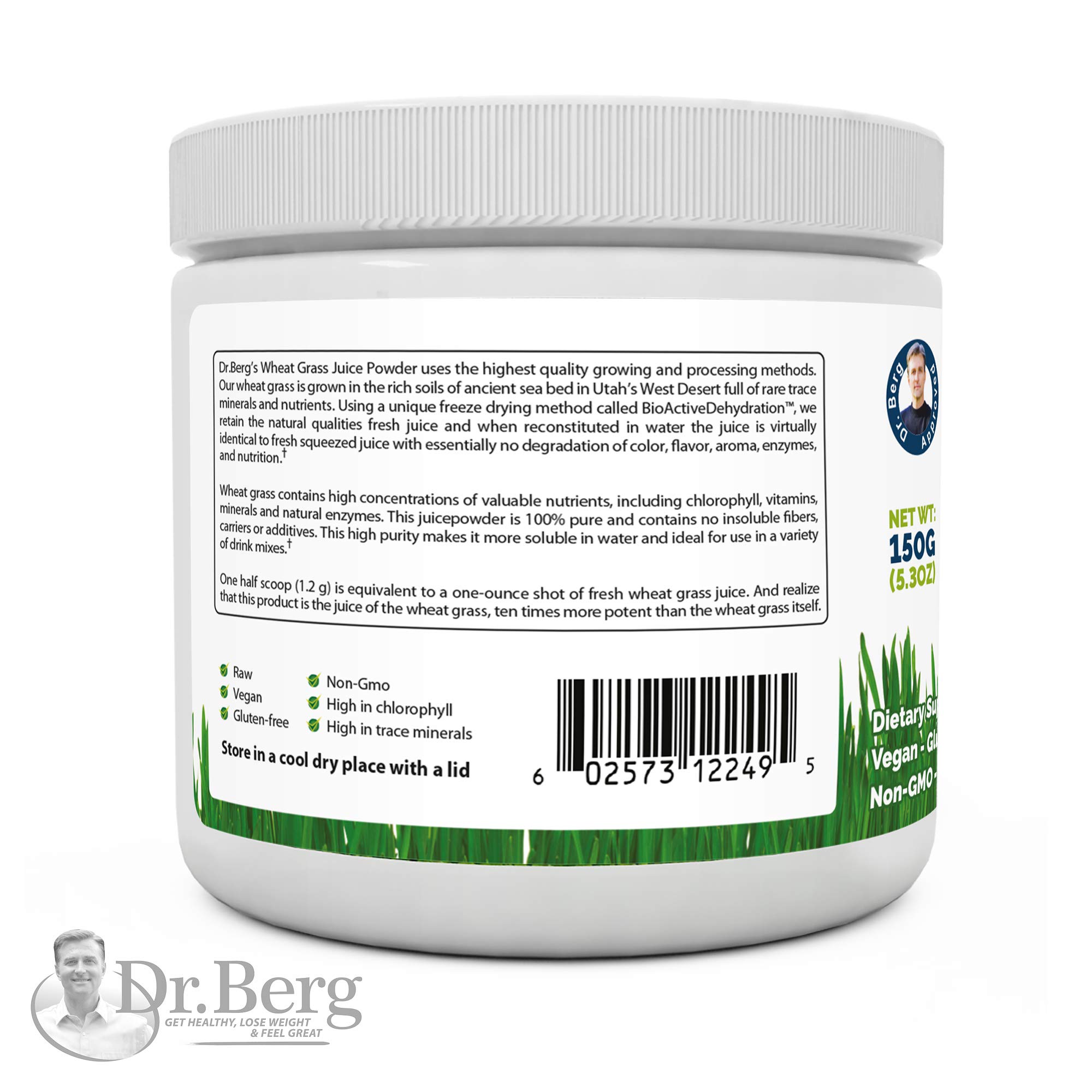 Dr. Berg's Natural Lemon Flavored Wheat Grass Powder with KamutTM Raw & UltraConcentrated