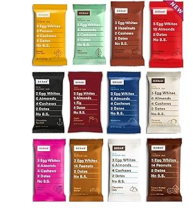 RXBAR Real Food Protein Bar, Variety Pack, Gluten-free, 1.83 oz, (Variety, 12 Count)
