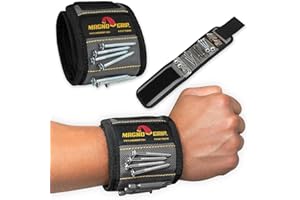 MagnoGrip Magnetic Wristband for Holding Screws, Nails, Drill Bits - Cool Gifts for Men - Super Strong Magnets - Great DIY Gifts for Christmas, Dad, Husband, Handyman, Craft Enthusiasts, Platinum