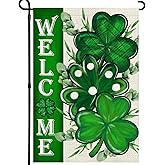Agroon St Patricks Day Shamrocks Garden Flag 12x18 Inch, Double Sided Green Clovers Welcome Flag for Yard Outdoor Decoration