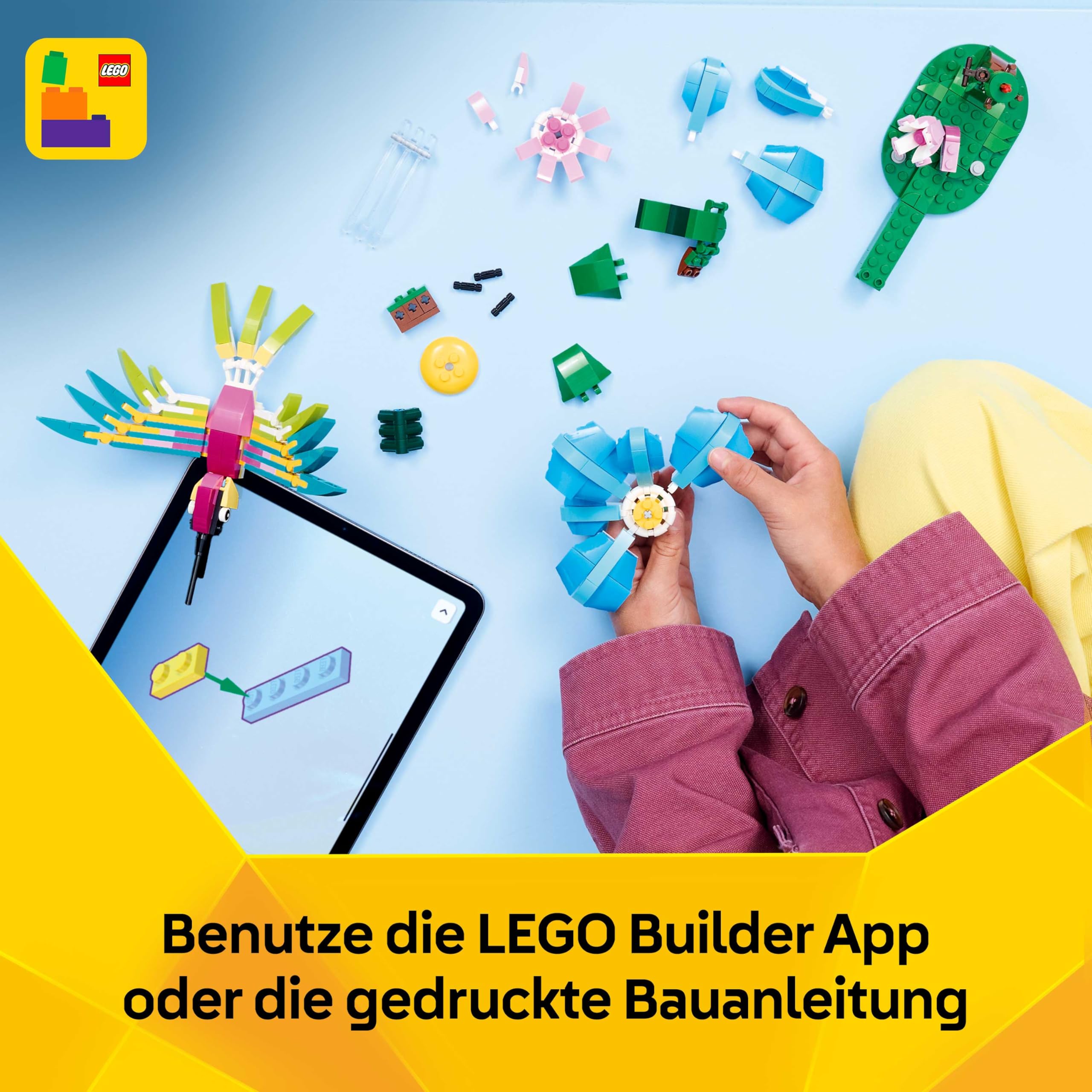 LEGO Creator 3in1 Wild Animals: Colourful Hummingbird - Bird Toy Transforms into a Butterfly or Fish Figure - DIY Room Decor Idea - Creative Gift for 8+ Year Old Girls & Boys - 31384 8