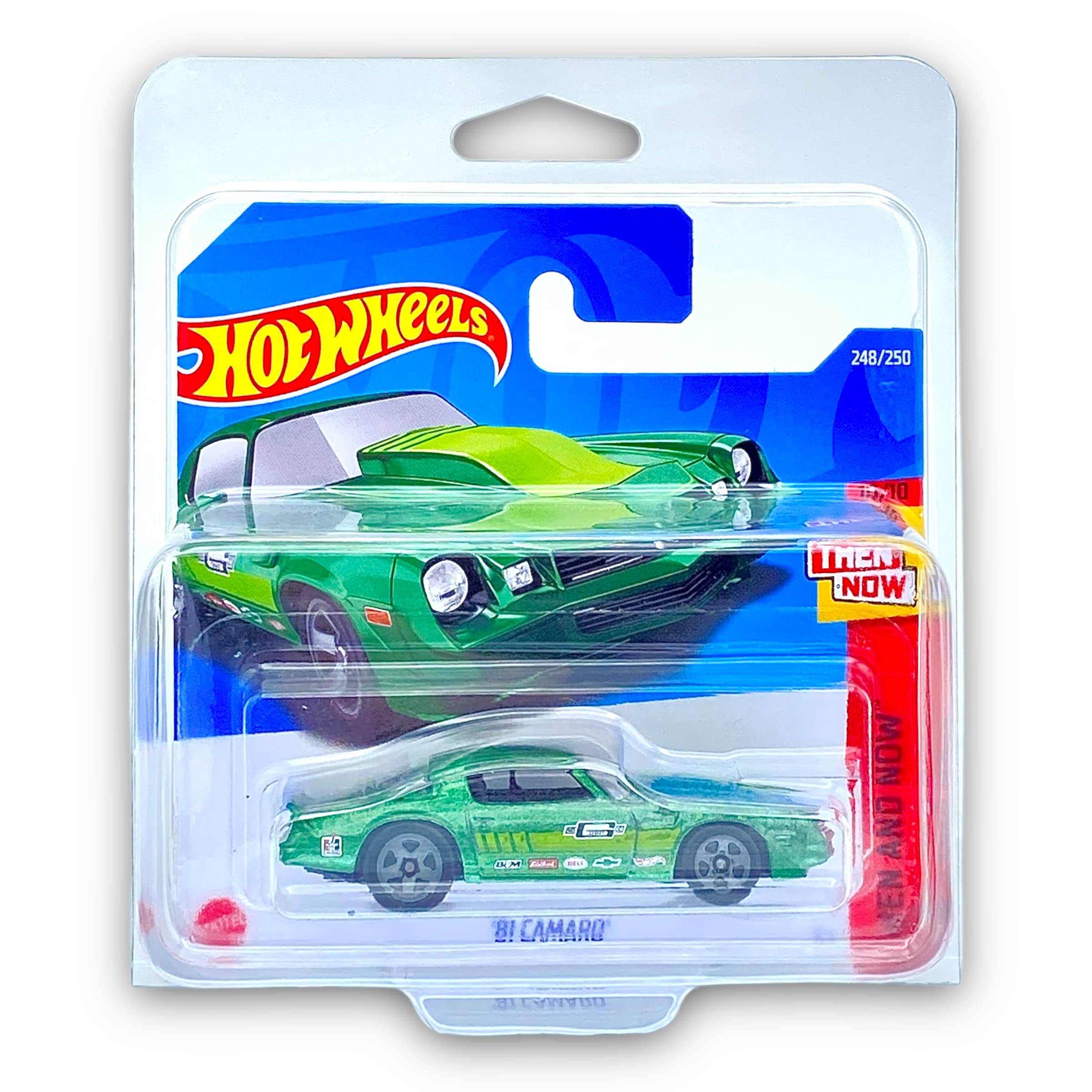 Hot Wheels '81 Camaro (Green) 10/10 Then And Now 2022-248/250 (Short Card) - COMES IN A KLAS CAR KEEPER PROTECTIVE COLLECTORS CASE - HCV81