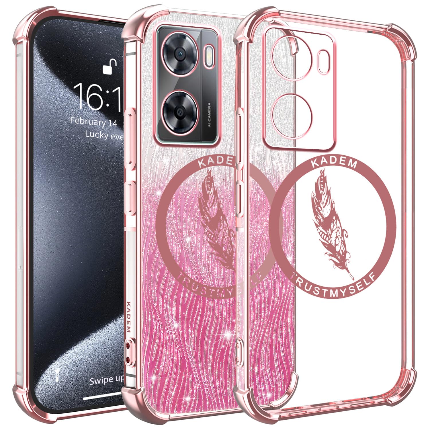 YUXING Glitter Case for Oppo A57s 4G / Oppo A57 4G / OnePlus Nord N20 SE, Transparent Women Girl Bling Phone Cover Ultra Thin Slim Soft TPU Shockproof Bumper Clear Back Case (Gold)