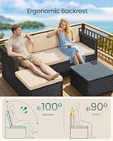 SONGMICS Garden Furniture Set PE Rattan Patio Corner Sofa With Cushions view 4