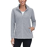 TACVASEN Women's Full Zip Fleece Jacket Lightweight Jacket Womens Winter Warm Coats with 2 Zipper Pockets
