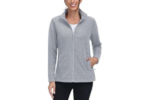 TACVASEN Women's Full Zip Fleece Jacket Lightweight Jacket Womens Winter Warm Coats with 2 Zipper Pockets