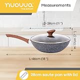 nuovva Induction Non Stick Wok Pan Deep Fry Pan 28cm with Lid view 2