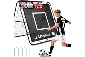 BAGAIL Soccer Rebounder Net, 4 x 4 Ft Pitch Back Baseball Softball Rebounder, Angle Adjustable Rebound Net for Control, Passing Practice, Easy Setup Bounce Back Net Gifts for Training