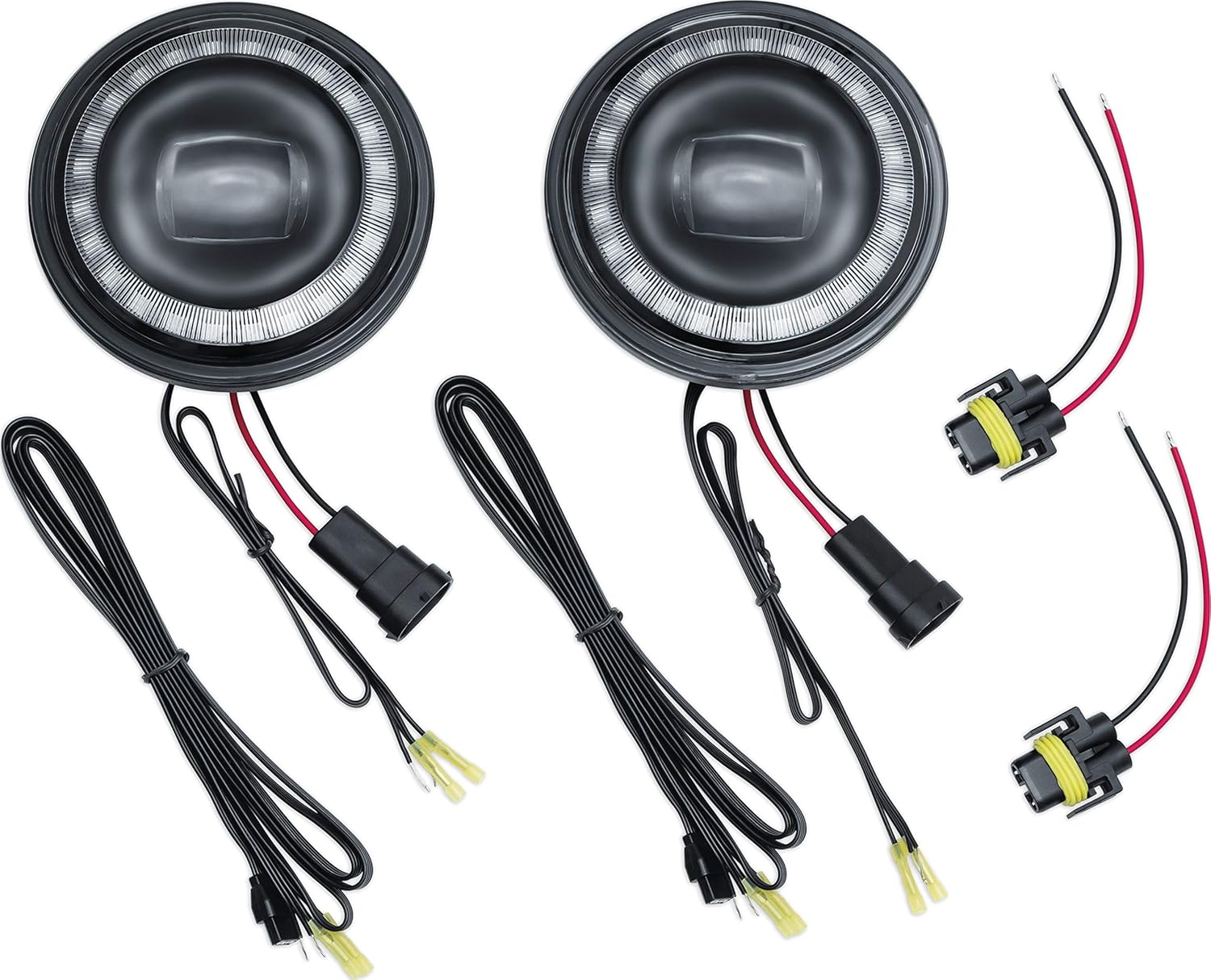 Kuryakyn 2477 Motorcycle Lighting: Orbit Prism+ 4 1/2" LED Passing Lamps with Bluetooth Controlled Multi-Color Light Halo Ring for Harley-Davidson & Indian Motorcycles, Black