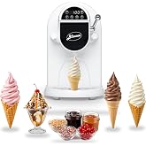 Blizzee Soft Serve Ice Cream Machine, No Bowl Pre-Freezing, 1.25 Qt, White | Built-in compressor, adjustable hardness, touch controls, LED display, countertop dispensing, removable hand-wash parts