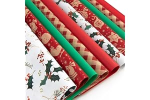 Simetufy Christmas Tissue Paper for Gift Bags, 5 Designs 120 Sheets 14 x 20 Inches Christmas Tissue Paper Sheets Bulk, Red Green and White for Gift Wrapping, Crafts, Birthday, Holiday Decor and DIY