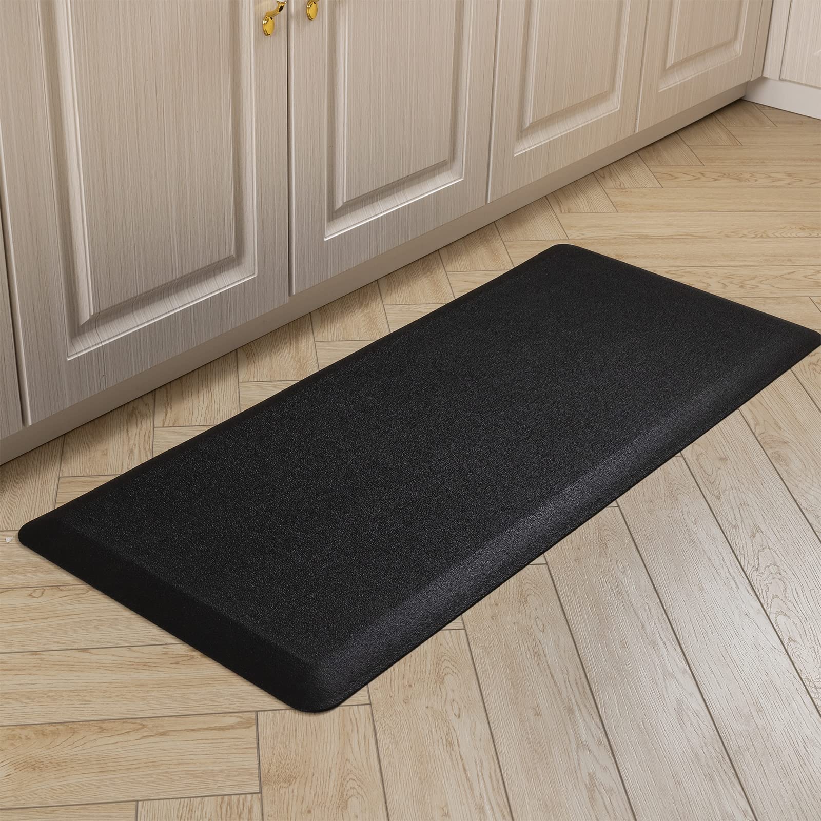 Carvapet Anti Fatigue Kitchen Mat 20MM Thick Cushioned Kitchen Standing Mats Floor Mats PVC Waterproof Runner Rug for Standing Desk, Kitchen, Office(Balck,44x99x2cm) — image 1